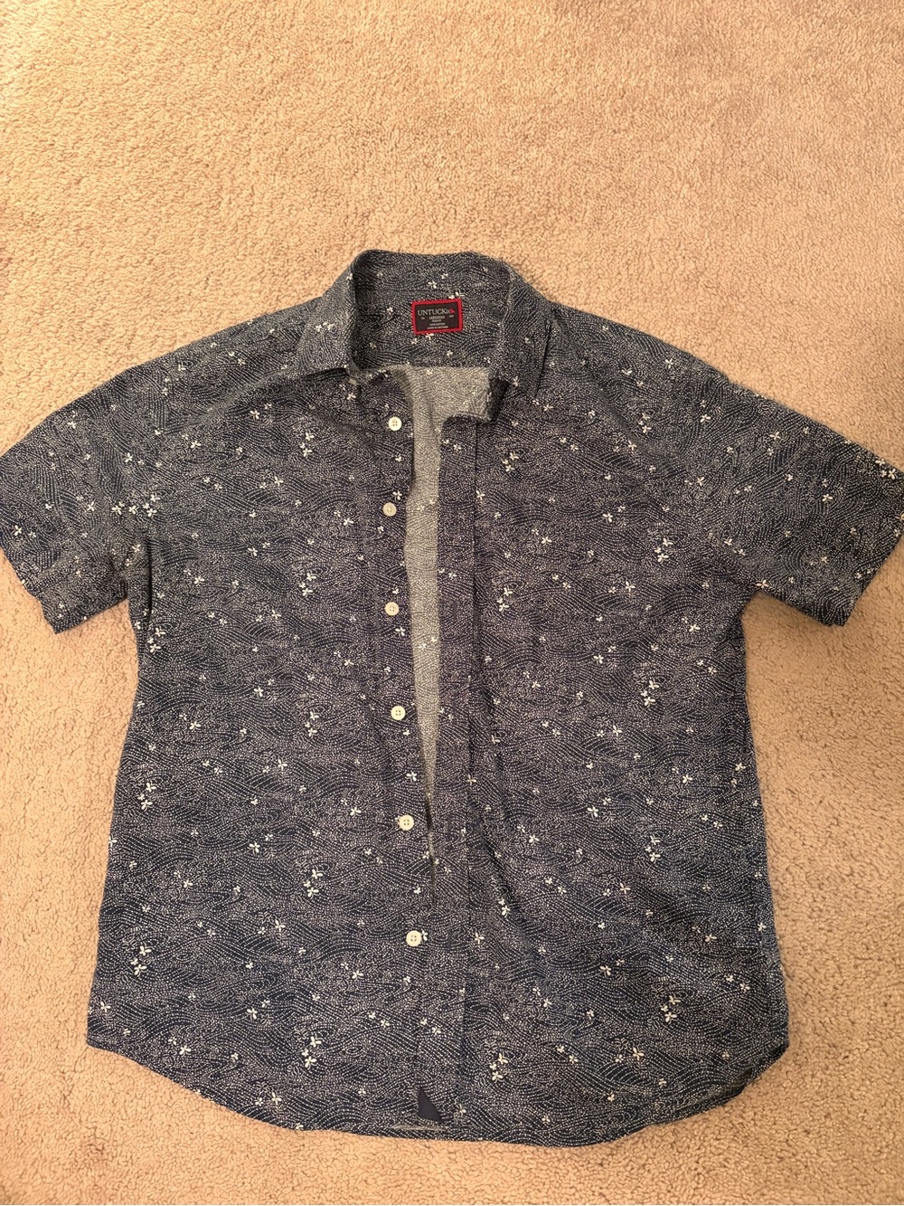 UNTUCKit Short-Sleeve Navy Blue Floral Button-Down Shirt
